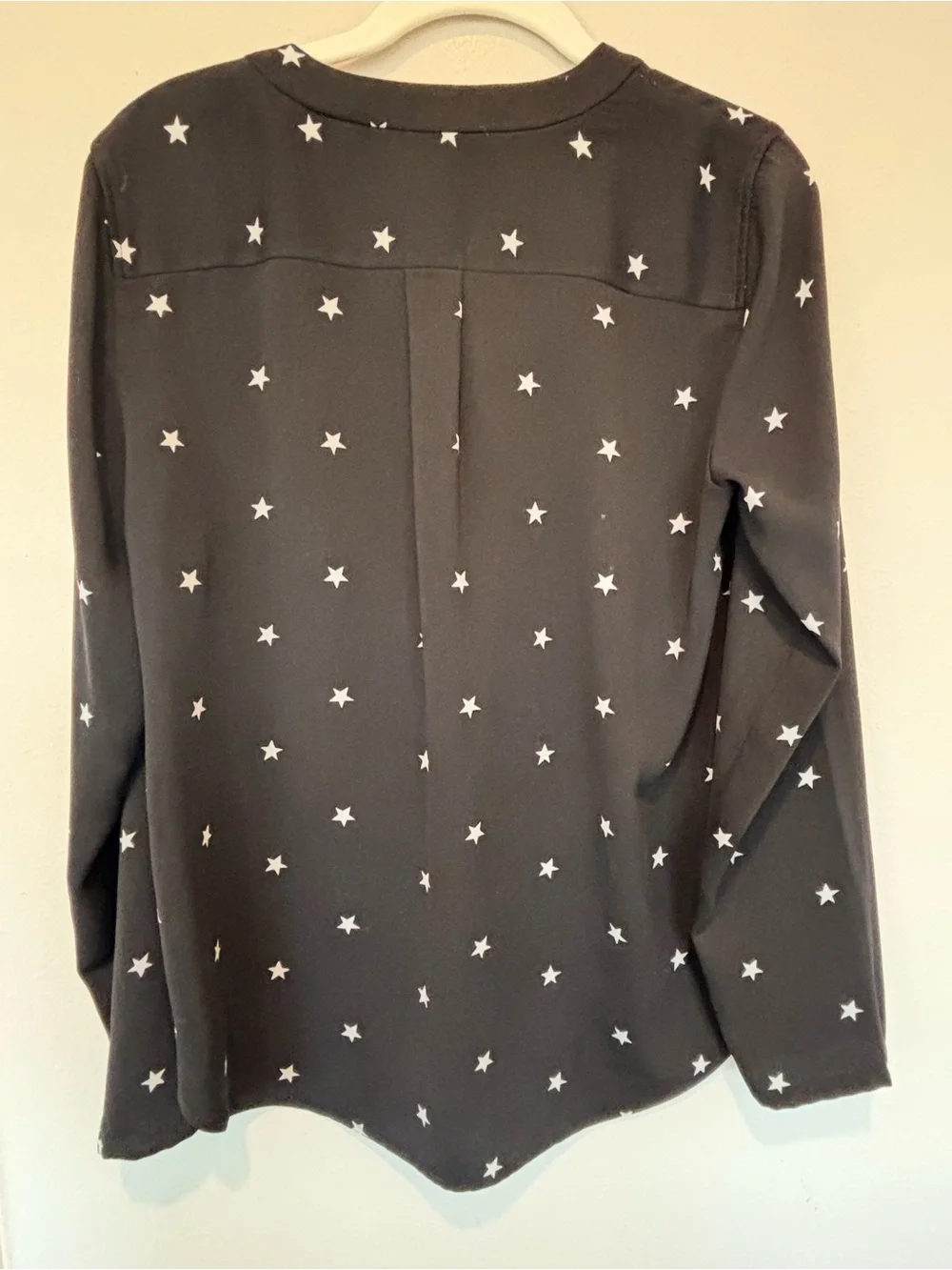 J. Crew Black Star-Print V-Neck Blouse - Picture 2 of 4